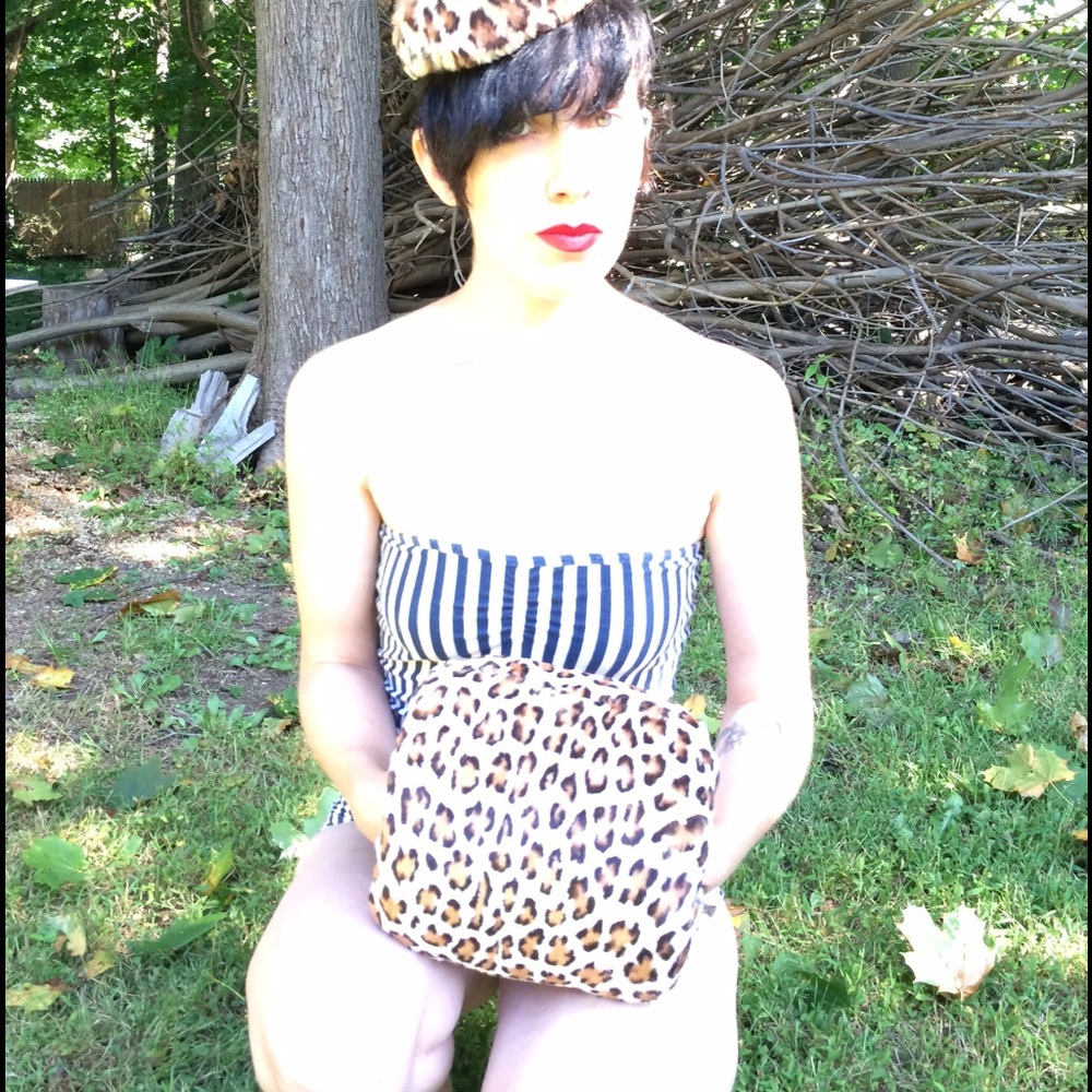 Vintage leopard fur muff